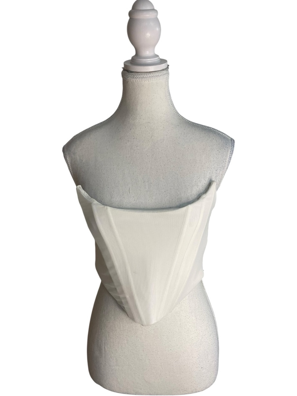 Zara Mesh Corset Style Strapless Crop Top White